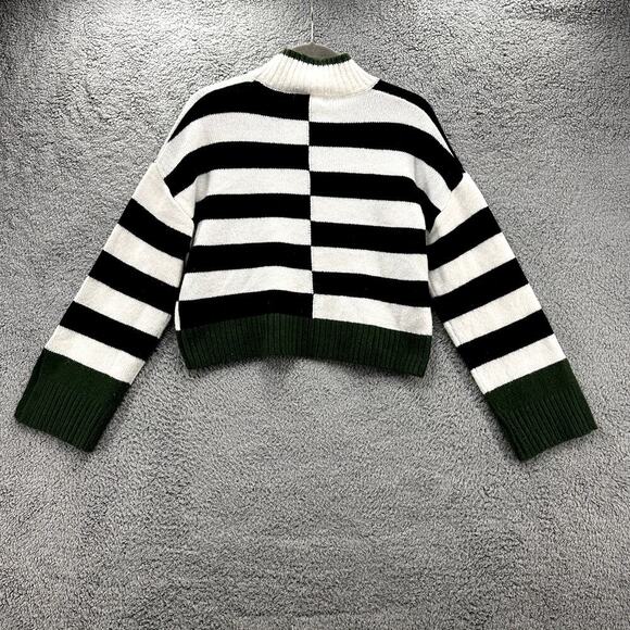 William Rast Women's Medium Boxy Crop Sweater Color Block‎ Sweater Green Accents - Picture 7 of 9